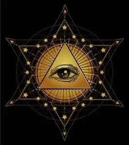 上帝的眼睛. 共济会符号. 都看到眼睛在三角形金字塔内.