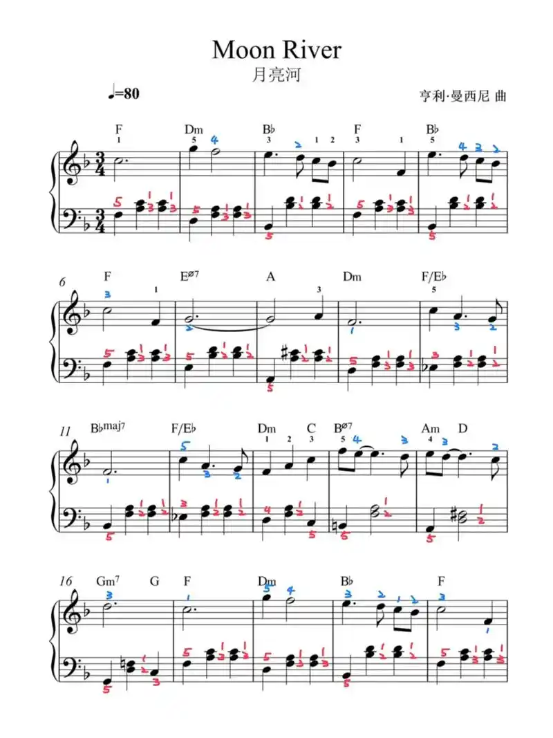 moon river 月亮河.#钢琴教学 #钢琴谱 #月亮河 - 抖音