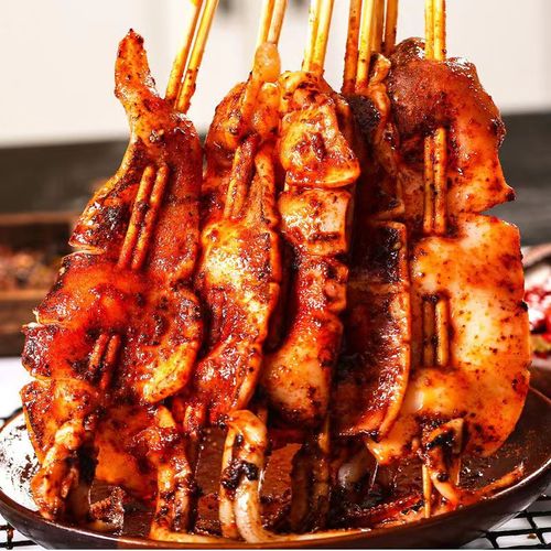 果亦橙 新鲜鱿鱼串速冻大鱿鱼串烧烤串铁板烤串半成品食材八爪鱼串 鱿