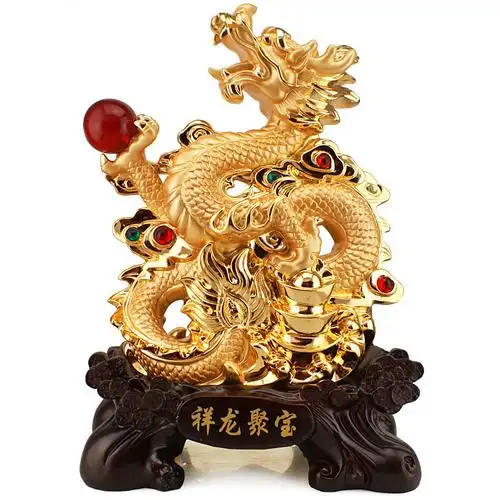 迪万思树脂工艺品沙金龙摆件招财镇宅中国龙客厅装饰开业礼物批发