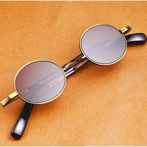 水晶眼镜男女高清水晶石养目镜舒适墨镜az金属板材鸭蛋圆茶色水晶镜片