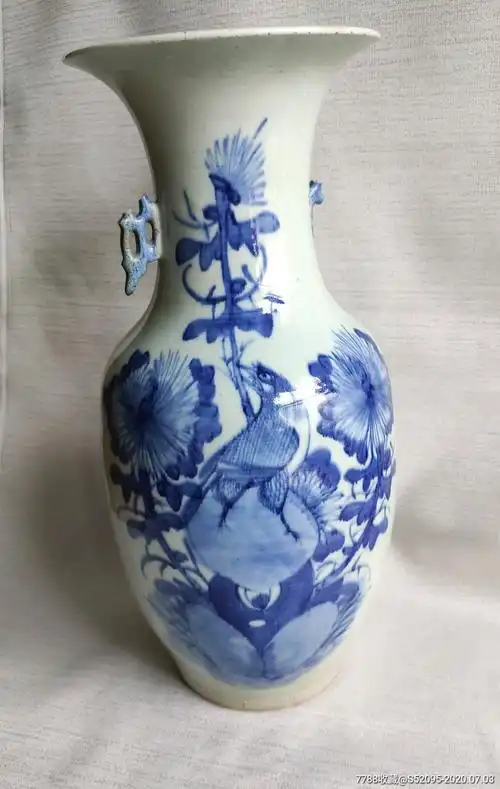清末青花花鸟瓶-青花瓷-7788收藏__收藏热线