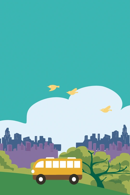 公交车卡通海报背景素材