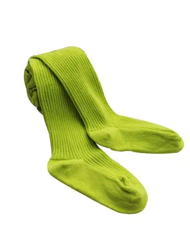 哆其布 春秋季糖果色儿童细条纹连裤袜打底袜配裙子 (95, 果绿色)