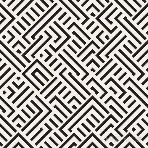 矢量无缝对角不规则交错线几何图案