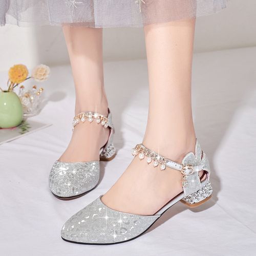 女童凉鞋儿童水晶公主鞋小女孩童鞋春秋新款中大童软底高跟演出鞋