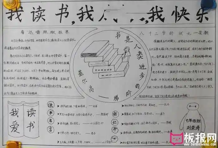我爱阅读初中生手抄报我爱阅读手抄报