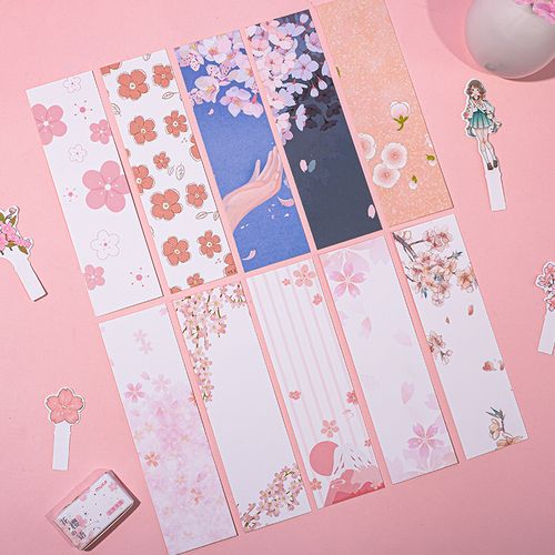 古风书签中国国风古典樱花精美诗词手绘空白书签