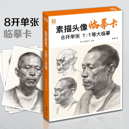 8开临摹范本人物绘画入门基础创意卡片结构五官素描人像炭铅笔素描