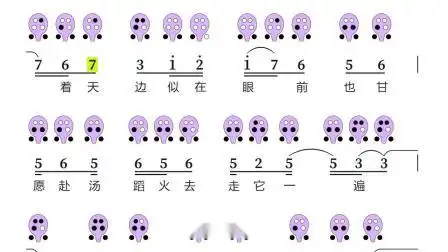《起风了》6孔陶笛动态谱