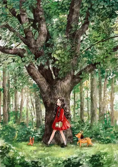 一组有关春天的治愈系森林插画,我真的,太爱春天了