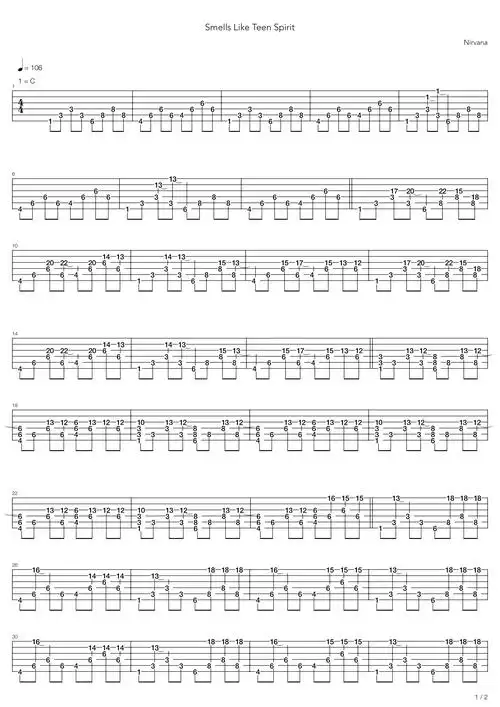 nirvanasmellsliketeenspirit吉他谱