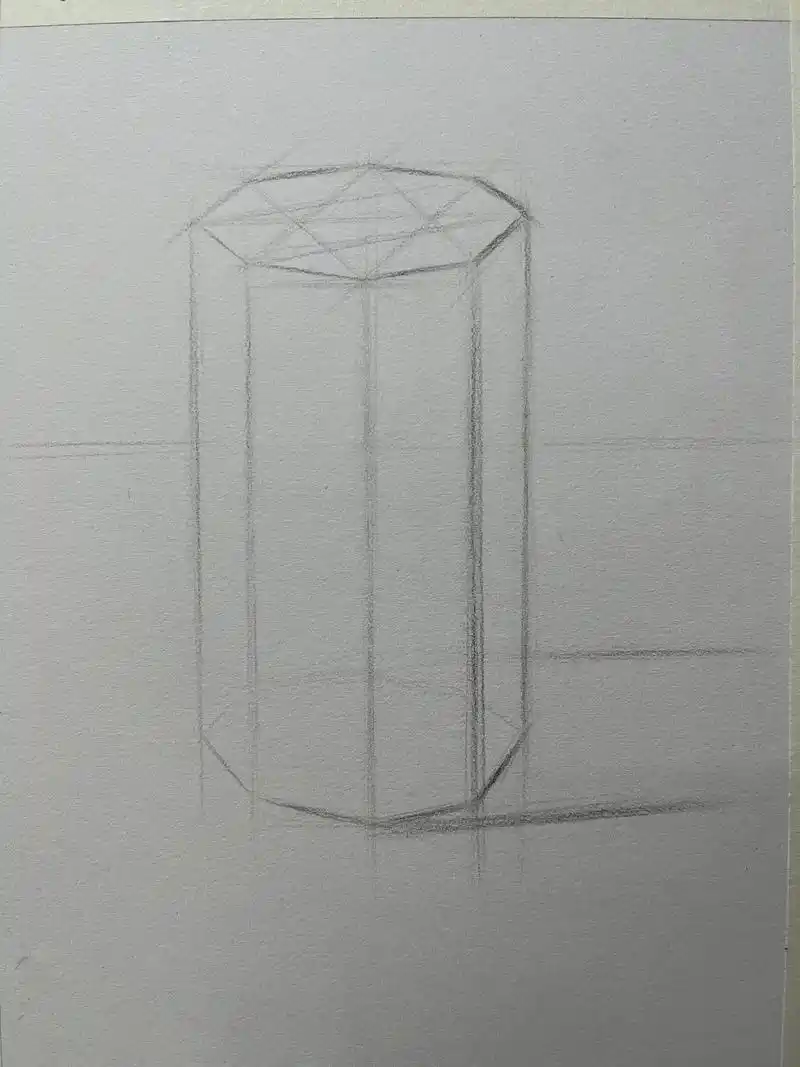 素描几何体八棱柱步骤图