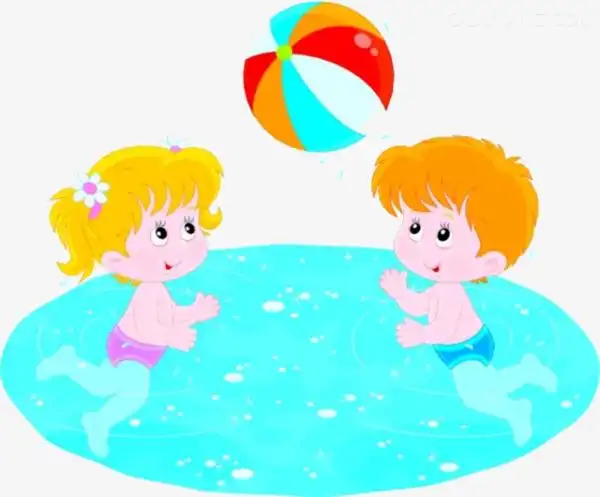 卡通小孩玩水素材