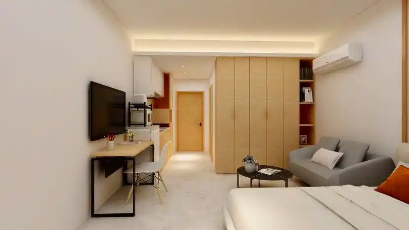 原木极简功能俱全公寓 35平米一室简约风格装修效果图