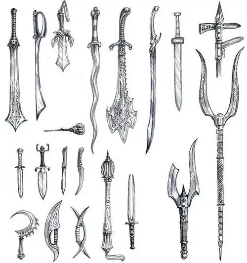 【#绘画素材#】冷兵器设计参考合集97更多冷兵器素材打包下载戳评论