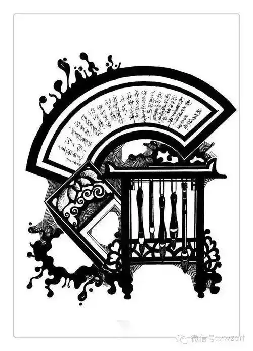 国庆| 中国风黑白装饰画毕业设计作品欣赏_福州新翁子美术培训中心_零