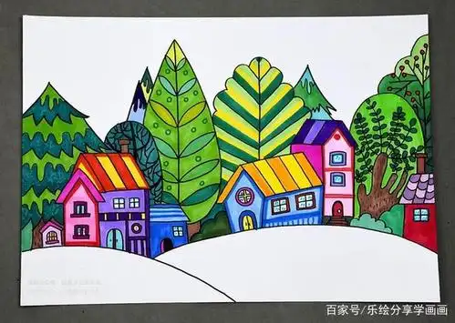 你喜欢什么颜色的小房子呢? 使用鲜艳明亮的色彩塑造出漂亮的乡村小屋