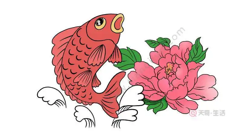 画一幅锦鲤元宝荷花吉祥图 锦鲤鱼简笔画 绘画鱼和莲花简笔画大图江南