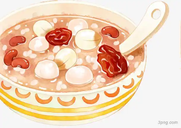古典黄色美味腊八粥png素材透明免抠图片-节日元素