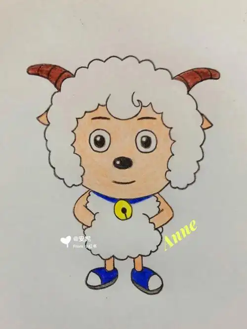 彩铅画喜羊羊简笔画卡通人物动物步骤图