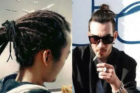 男生长发扎辫子发型尽量扎在高一点的位置