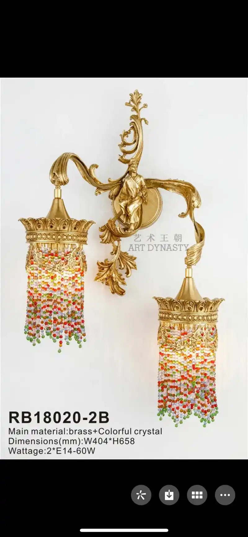 欧式复古奢华壁灯,黄铜手工搭配进口水晶#自主设计 #源头实力 - 抖音