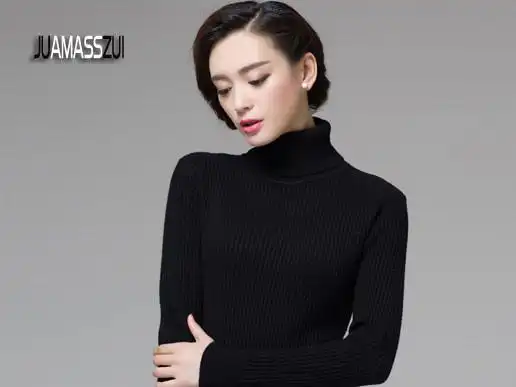 阿玛斯旗舰店 针织衫 中长款 高领套头羊绒衫修身