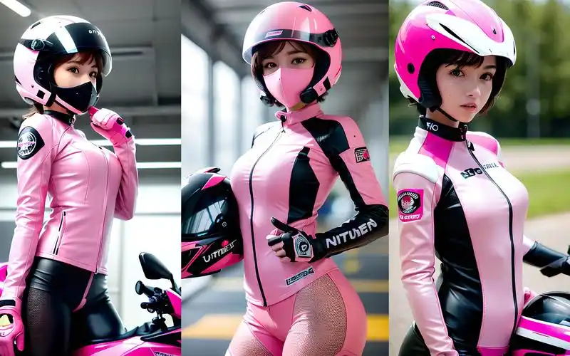 ai绘画 二次元少女 粉色机车