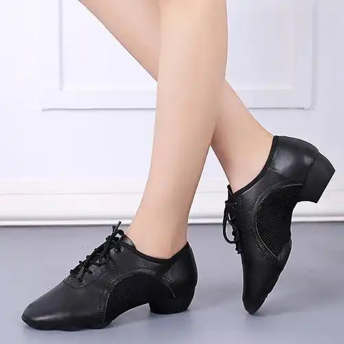 真皮舞蹈鞋女成人软底中跟跳舞鞋【jryx】