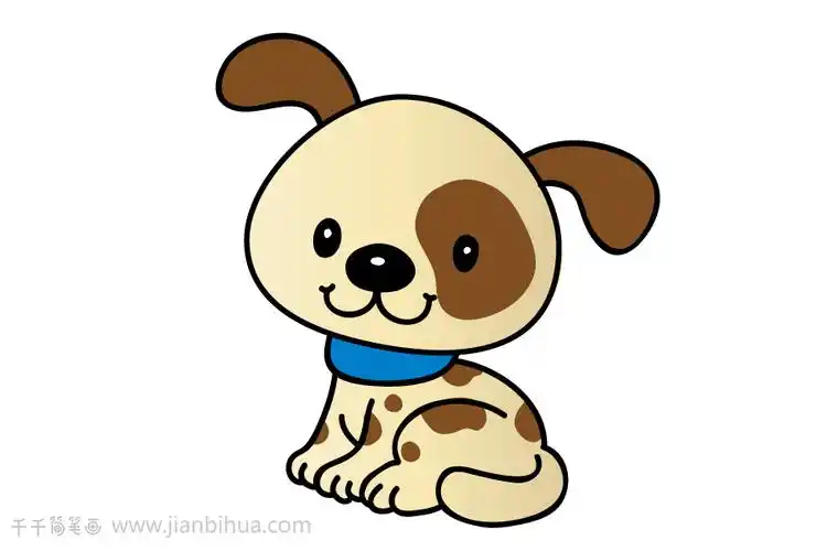 蹲下的小花狗简笔画