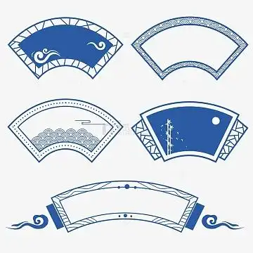 中国风传统扇形橱窗网格弧形线条边框装饰