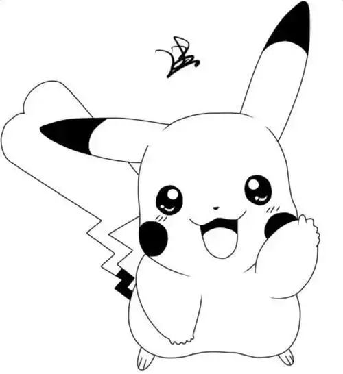 坐下的可爱皮卡丘简笔画