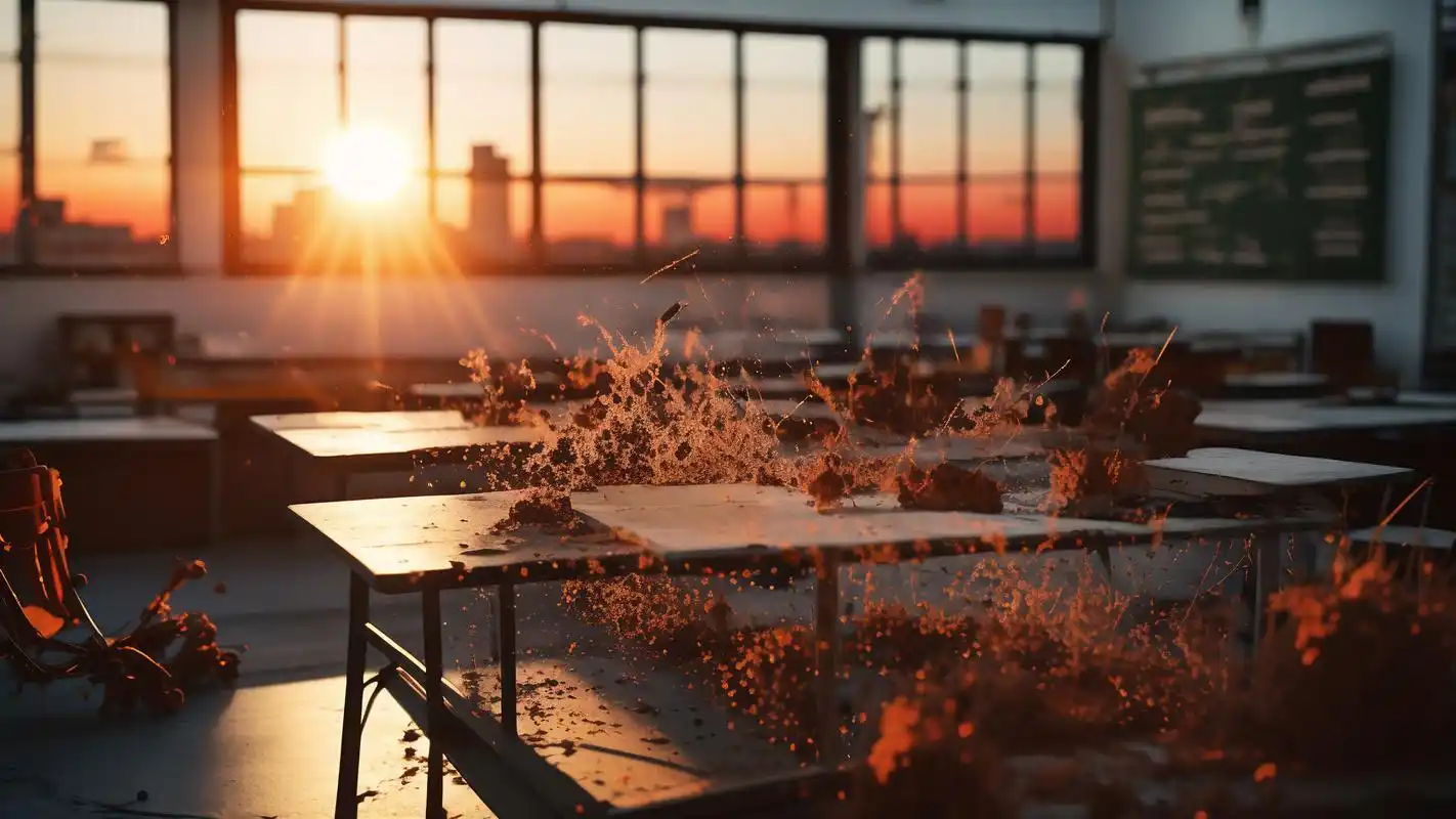 这组教室日落光影壁纸,就能带你回到那些美好时光.