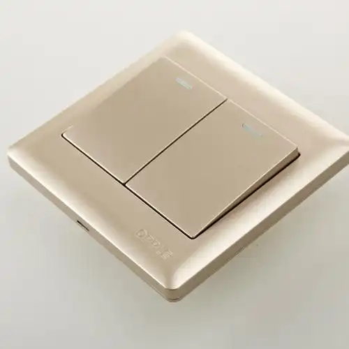 欧普照明 二开两开单控开关插座面板 86型金色双开控制墙壁开