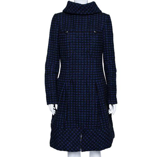香奈儿chanel女款连衣裙|black and blue tweed pleated dress l