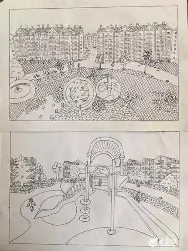 如何画小区立体社区简笔画社区里有哪些设施标志简笔画我们的社区儿童