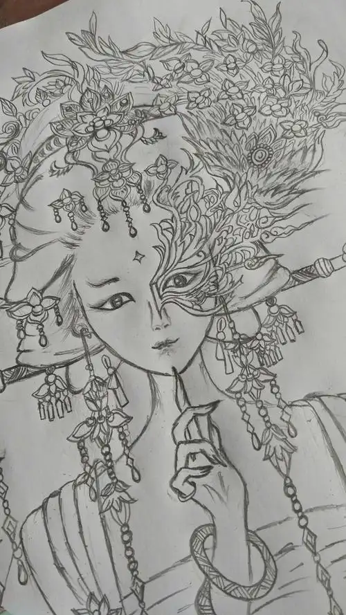 自己画的,尽力了,画了4个小时左右,太难了 半面妆