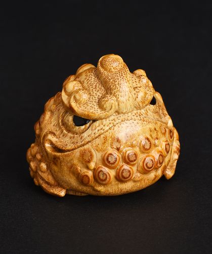 根雕金蟾竹雕实心蛤蟆手把雕刻满钉蟾蜍竹子竹编