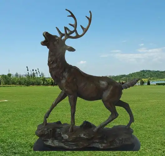 厂家直销 铸铜动物鹿雕塑 吉祥如意铜雕鹿工艺品公园摆件 ftd-716