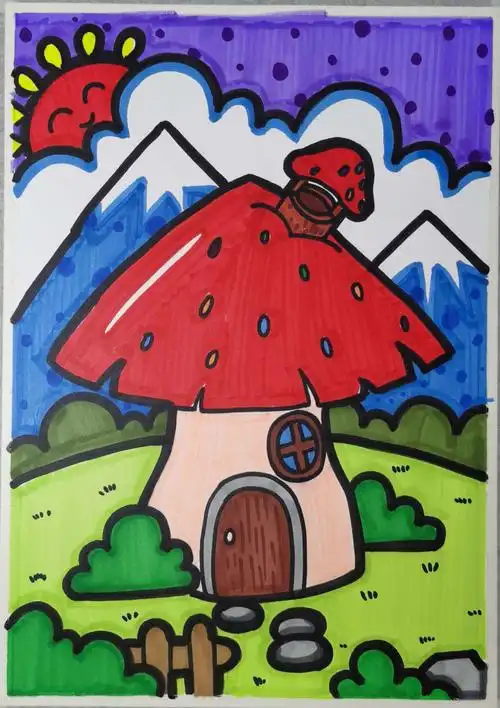 14.给整幅画涂上自己喜欢的颜色,就完成了