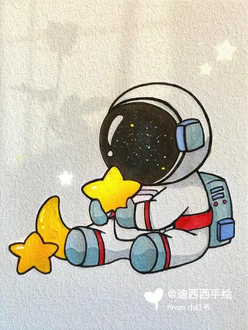 简笔画插画宇航员
