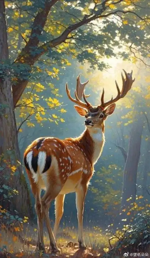 森林有灵性的梅花鹿许愿壁纸~ "鹿鹿"顺遂平安吉祥!