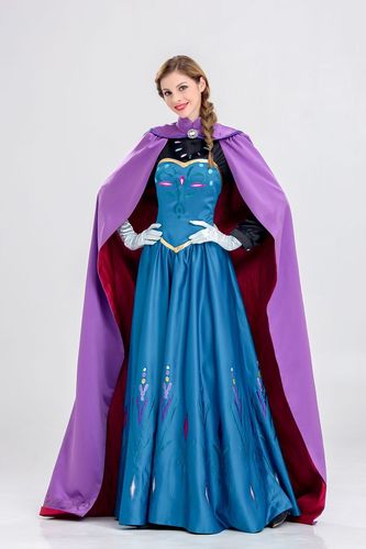 电影拍摄服装成人冰雪奇缘安娜公主裙长款带披风cosplay演出服