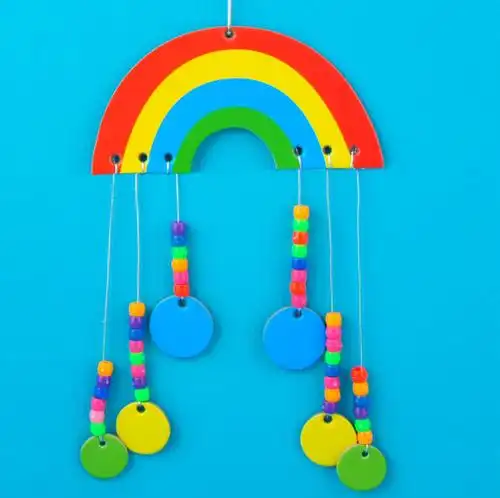 美可教育美劳创意吊饰 材料儿童手工 diy 彩虹风铃硬纸板风铃幼儿园