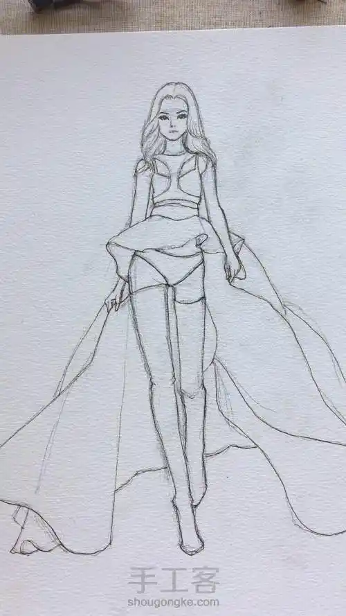 维密模特走秀图简笔画