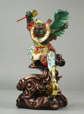 雷震子神像雷神雷公摆件家用供奉镇宅镇宅树脂彩绘手工的佛像12寸