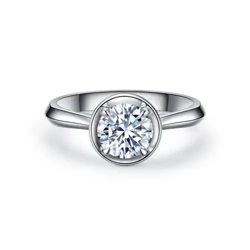 李冰冰同款周大福守护一生铂金镶钻石戒指女戒