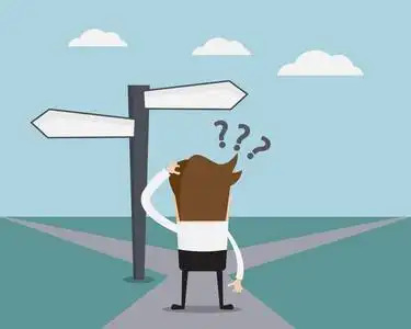 方向方式招牌箭头水平卡通字符平面横向横幅肖像复制空间迷茫的妇女