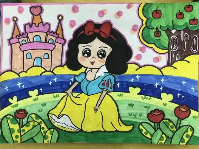 儿童画 #学前教育 《我熟悉的童话人物》 ps:白雪公主袖子应该是深